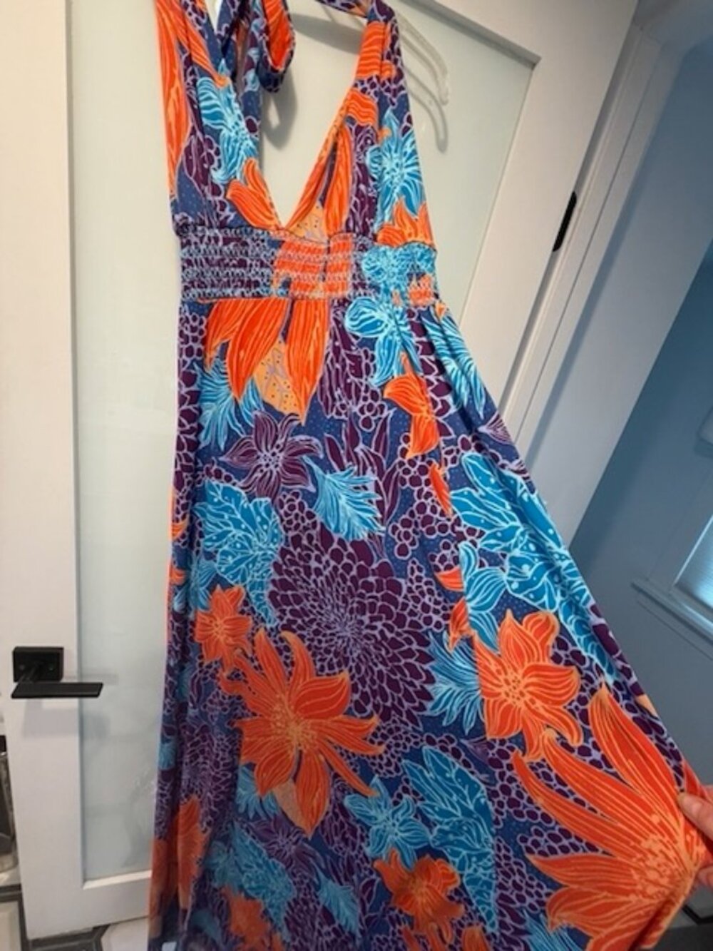 Vintage VS Moda International Y2K Smocked Floral Dress XL
